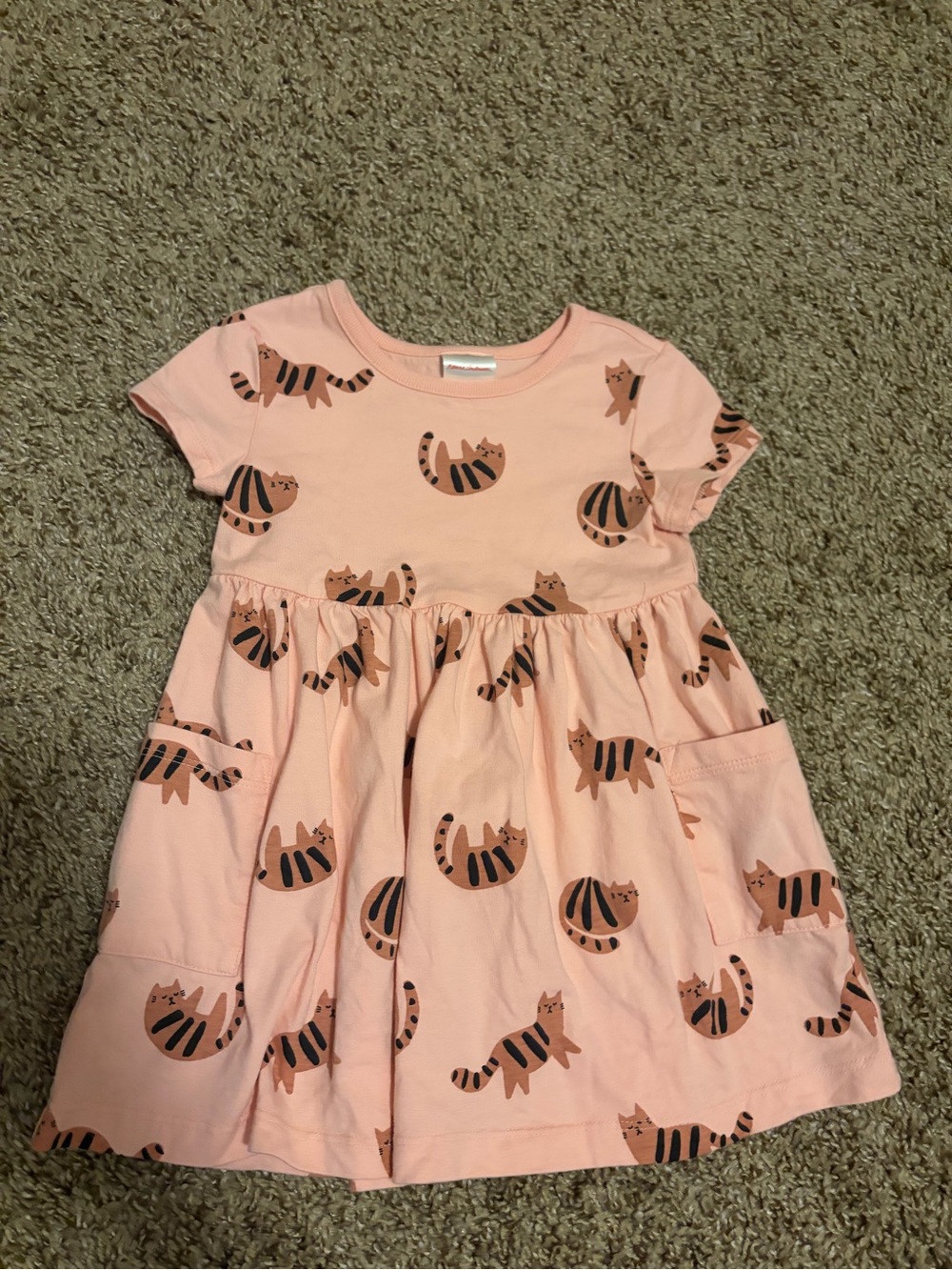 Hanna Andersson Pink Cat Print Short Sleeve Dress